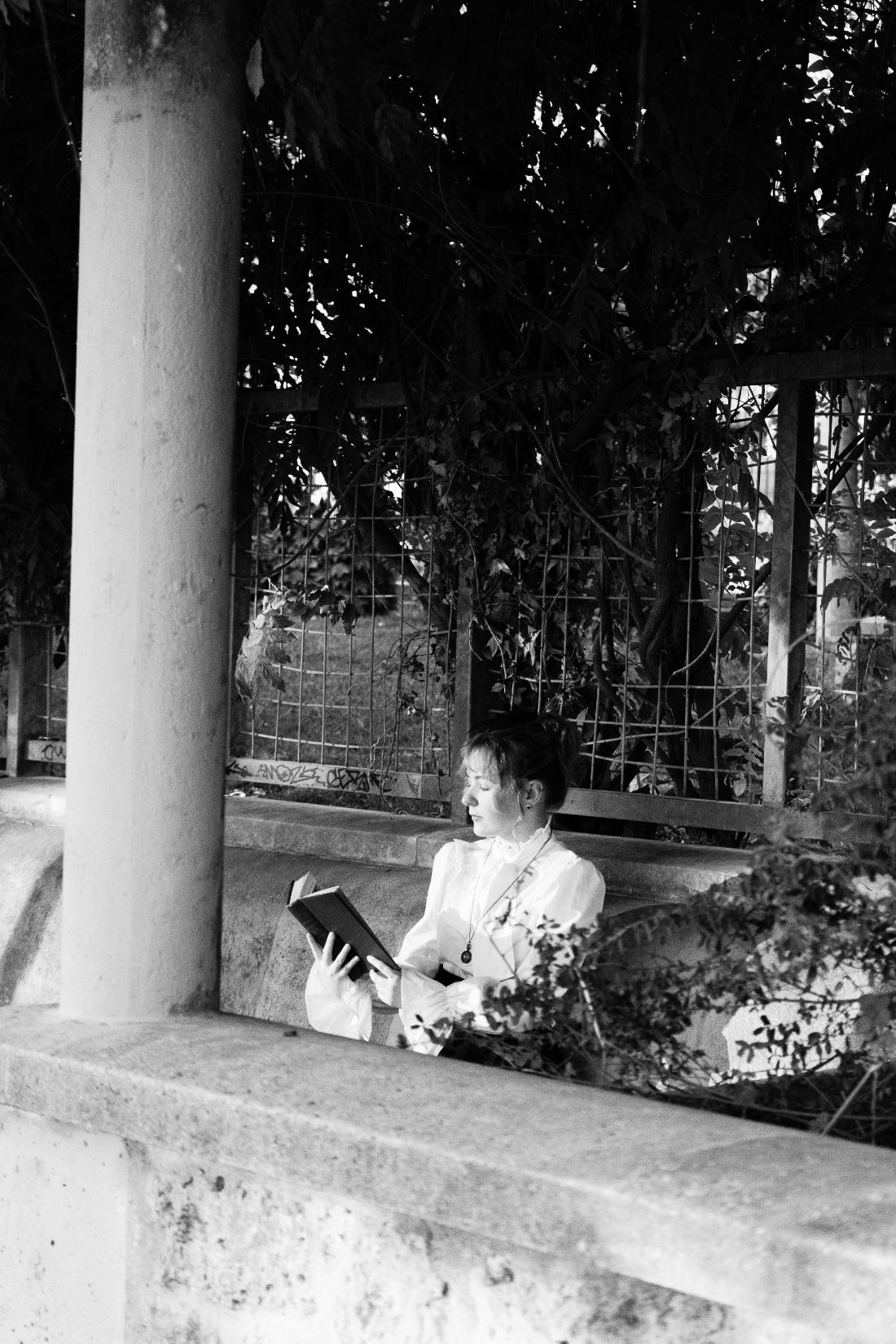 Reading under the pergola